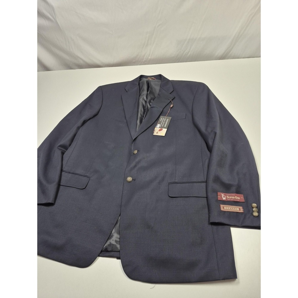 Cianni Blazer Mens 48L Navy Super 110s Wool Stain Defender Sport Coat Jacket NWT